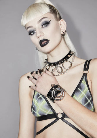 Black O Ring Vegan Leather Wrist Cuff