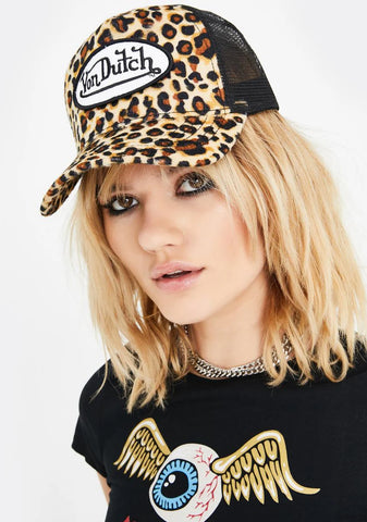 Black Leopard Trucker Hat