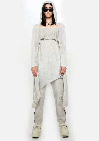 Atmosphere Unisex Hooded Asymmetrical Top With Scarf