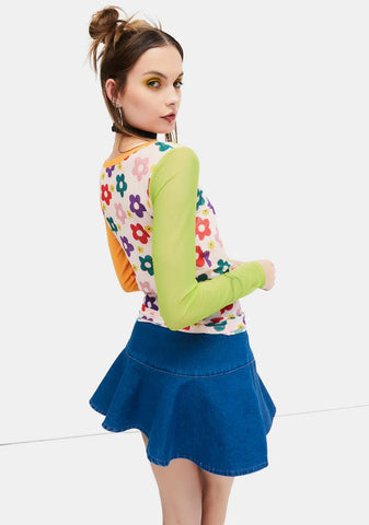 Youthful Days Floral Mesh Top