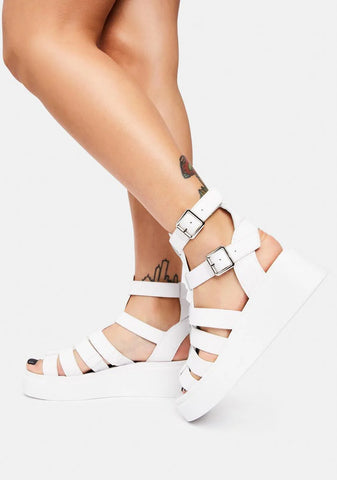 White IVO Platform Sandals