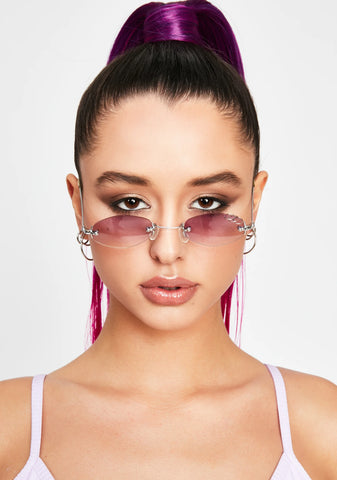 Pierced Gradient Oval Sunglasses