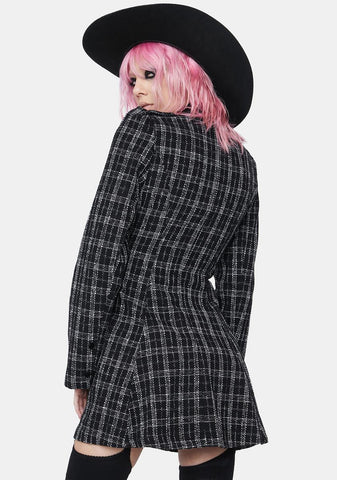 Bow Collar Plaid Dress