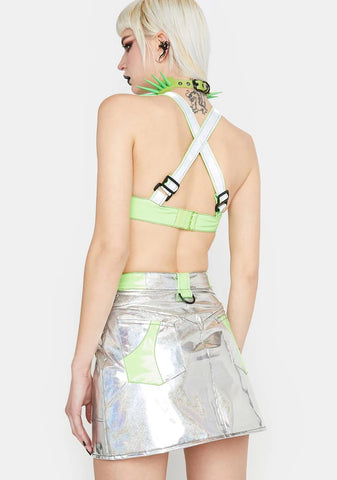 Reflective Buckle Mini Skirt