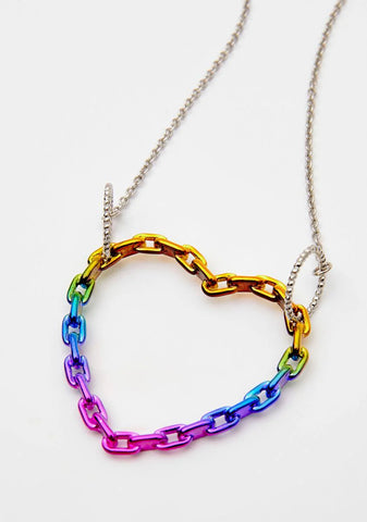 Light Up My Love Rainbow Heart Necklace