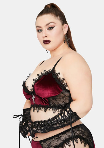 Crimson Dark Morphine Eyes Velvet Bra