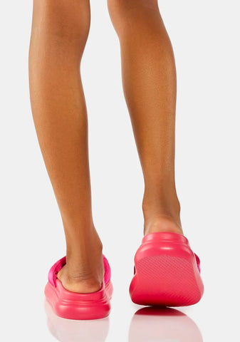 Pink Jasylnn Satin Padded Flatform Sandals