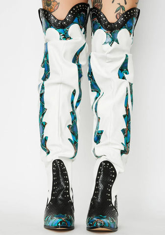 Teal Walkin' On A Dream Knee High Boots