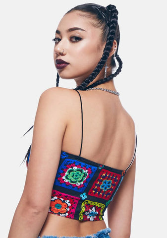 Not So Clueless Crochet Print Top