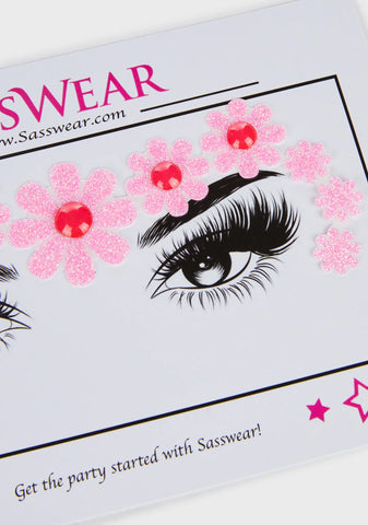 Pink Blacklight Daisy Face Stickers