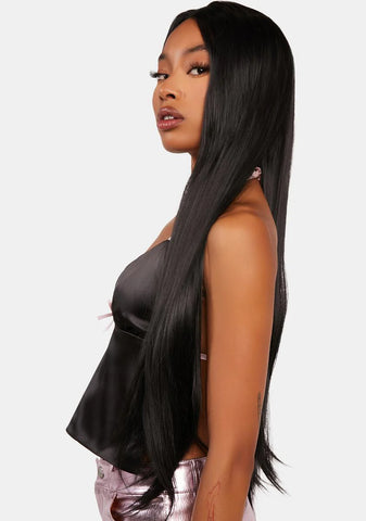 The Kourtney Long Straight Black Lace Front Wig