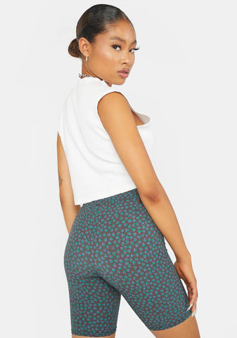 Royal Bloom Bike Shorts