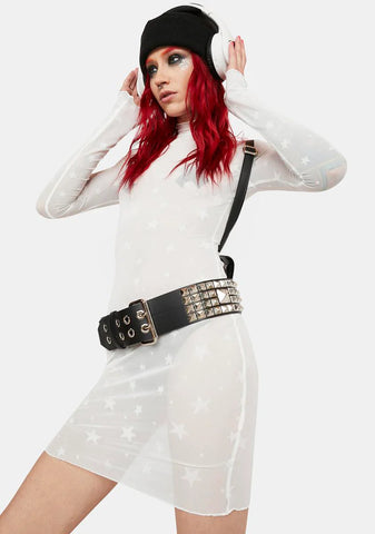 Icy Divine Sounds Mesh Mini Dress