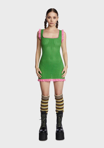 Crochet Frill Mini Dress