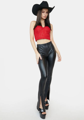 Scarlet Chained Heart Bustier Top