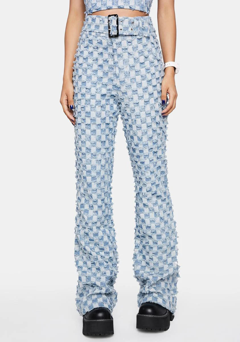 Bulletshot Frayed Denim Y2k Belted Jeans