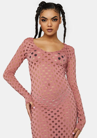 Mauve Keeping Score Cutout Maxi Dress