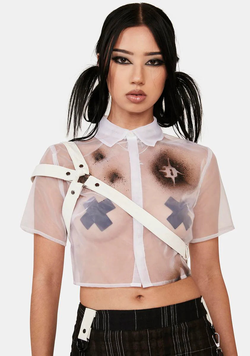 Distortion Sheer Organza Harness Shirt