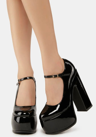 Black Tamsin Platform Heels