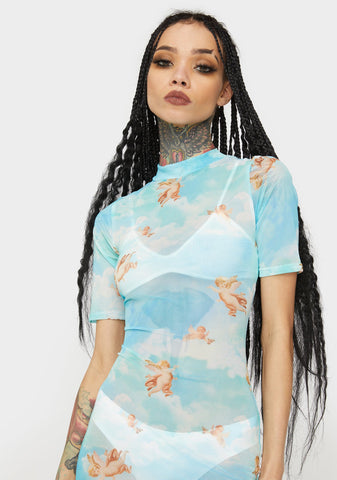 Sky Earn My Wings Mesh Dress