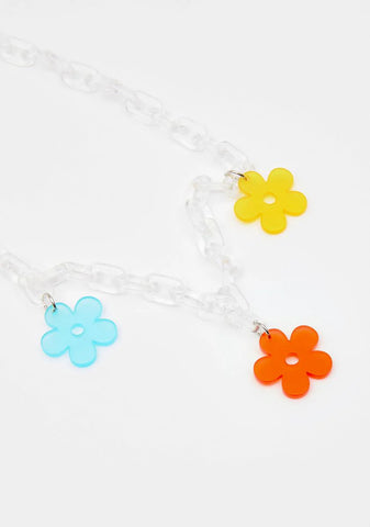 Retro Bloom Clear Chain Necklace
