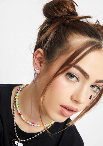 Marbled Skies Long Stud Earrings