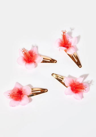 Resort Ready Hibiscus Hair Clip Set