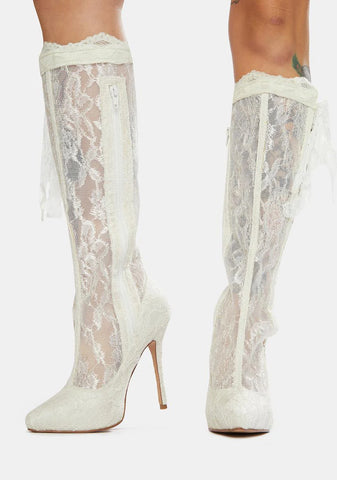 Old School Romance Lace Up Knee High Boots