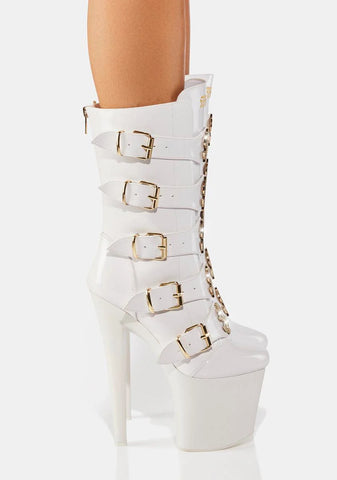 White VIP Platform Boots