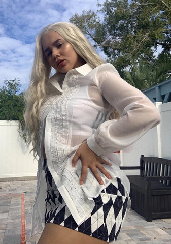 I Totally Paused Sheer Top-White