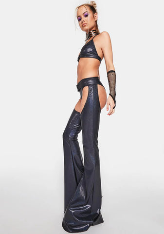 Black Sparkle Ride Em Bell Chaps