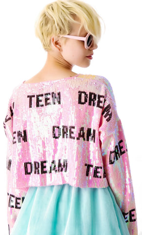 Teen Dream Billy Crop Sweater - Pink