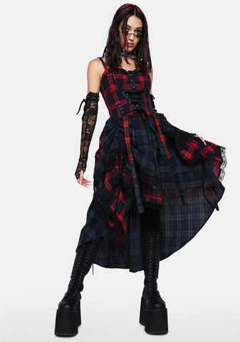 Pink Blue Plaid Dress