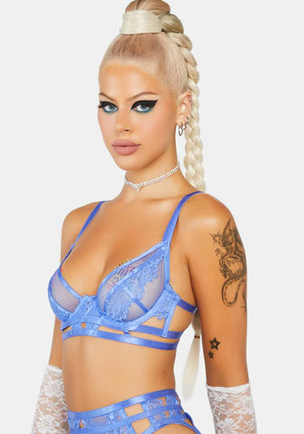 Claire Blue Caged Lace Bra