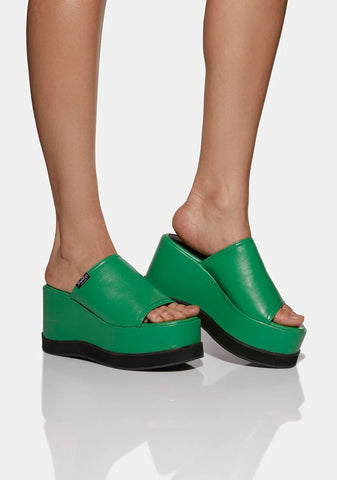 Green Bubble Platform Mules