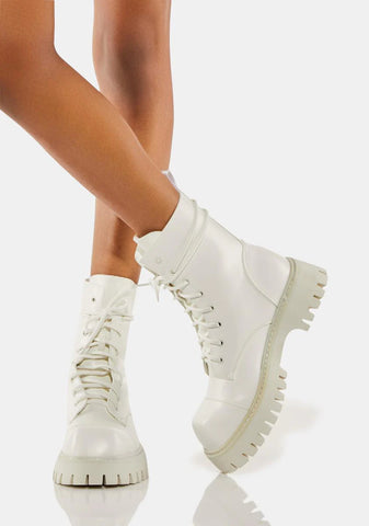 White Gimli Combat Boots