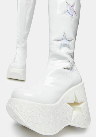 White Dynamite-218 Knee High Boots