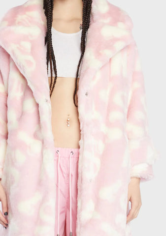Pink Dick Dollar Faux Fur Coat