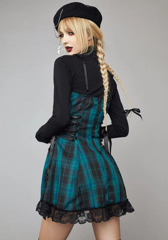 Teal Charm School Dropout Plaid Mini Dress