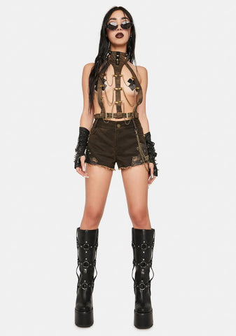 Vegan Leather Chain Harness