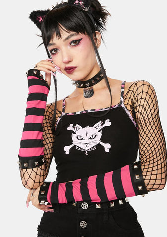 Be Warned Striped Arm Warmers