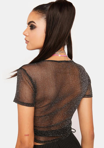 Rumor Has It Mesh Shimmer Top