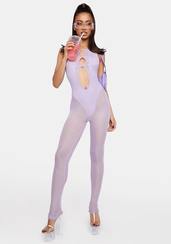 Lavender Modern Fusion Mesh Jumpsuit
