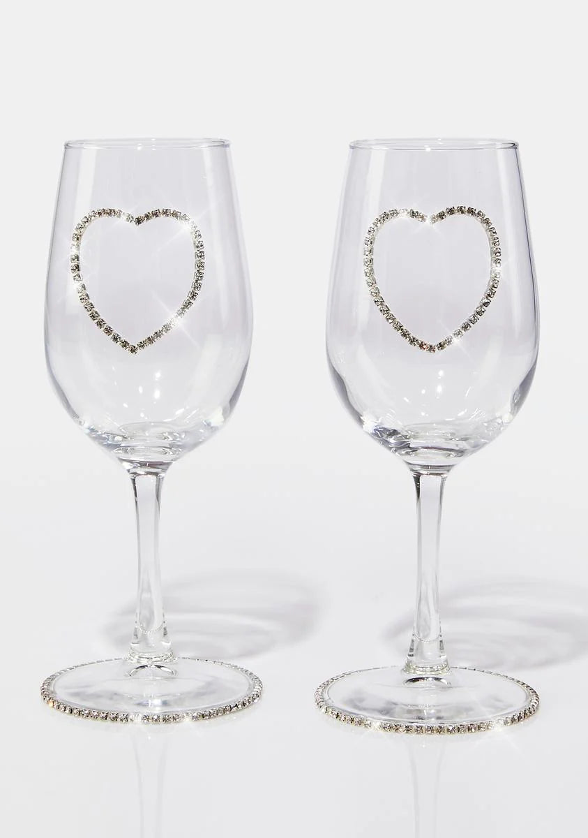Pass The Pinot Rhinestone Wine Glasses