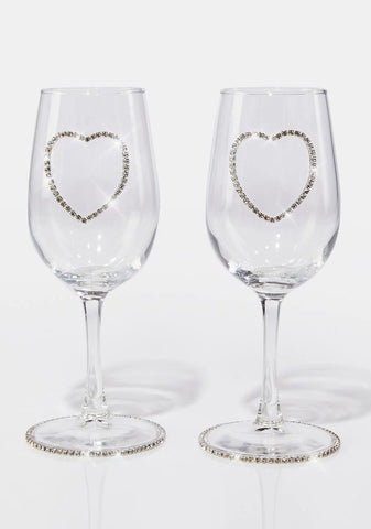 Pass The Pinot Rhinestone Wine Glasses
