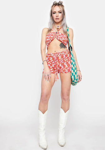 Working On My Tan Crochet Shorts Set