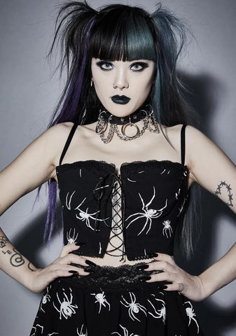 Web Of Sins Corset Crop Top