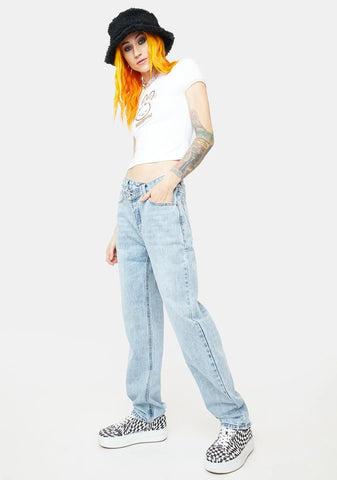 Overlap Button Jeans