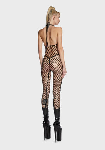 Expert On Everything Fishnet Jumpsuit