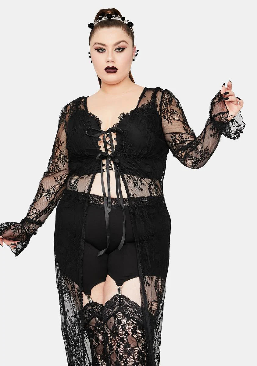 Studying Demonology Lace Bell Sleeve Duster